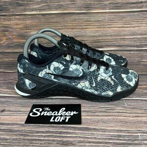 Nike Metcon 4 XD Floral Print Women's Black White Athletic Training Shoes